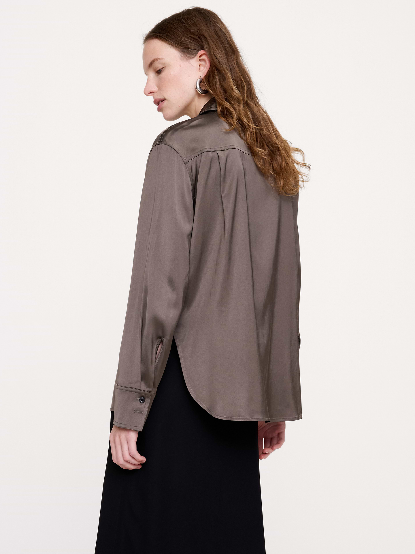Image 4 of 8, Stretch-Satin Utility Shirt