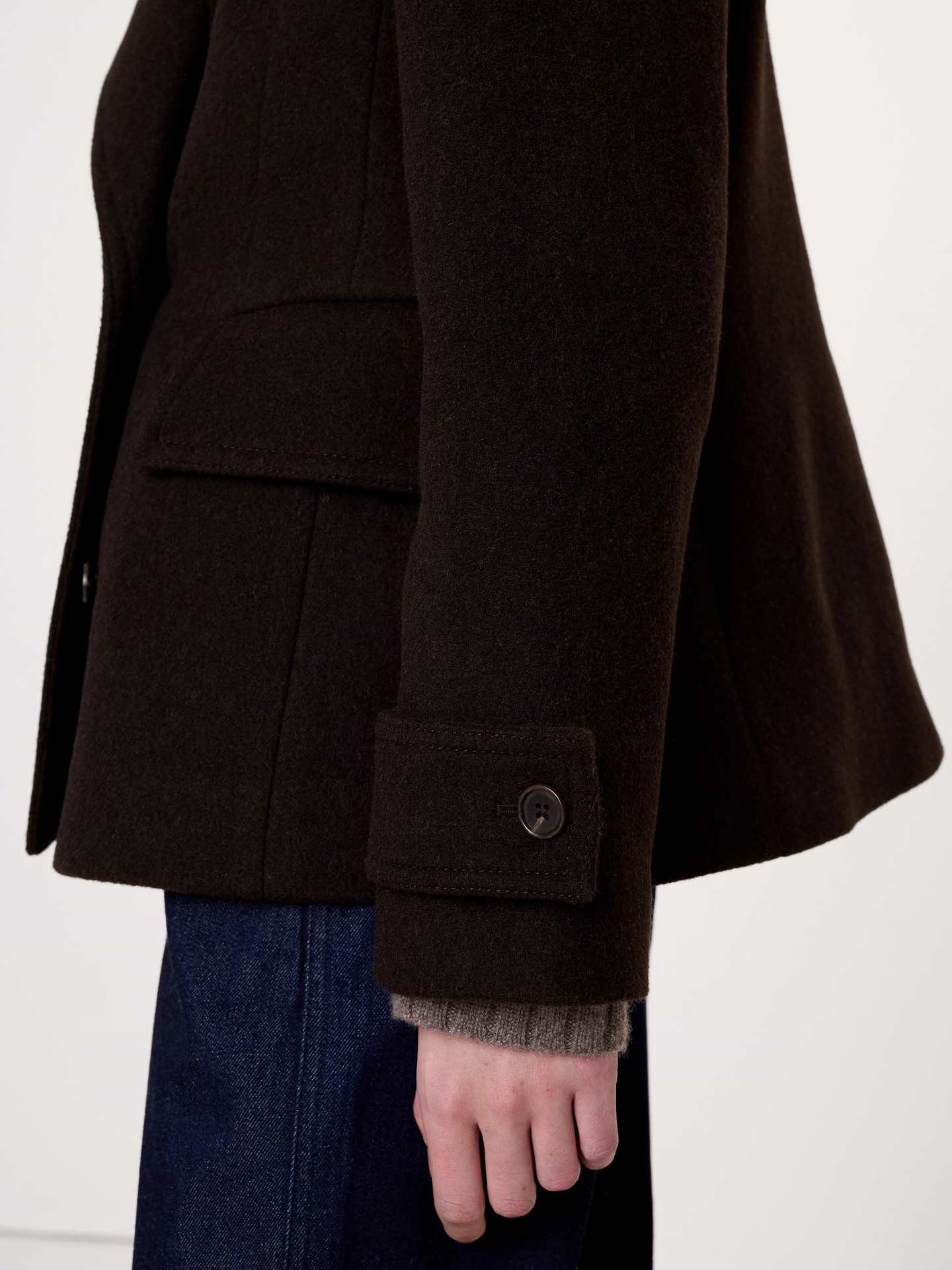 Image 4 of 4, Italian Melton Wool-Blend Peacoat