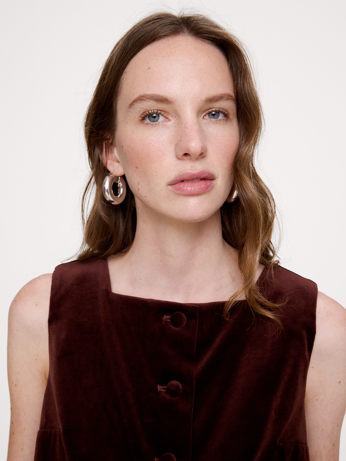 Image 6 of 7, Velvet Button-Front Tank