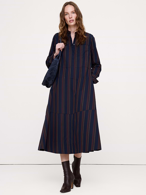 Cotton Trapeze Shirt Dress