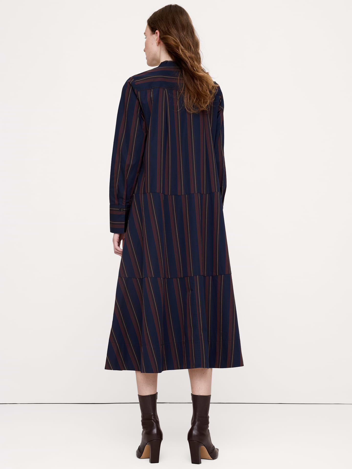 Image 3 of 8, Cotton Trapeze Shirt Dress
