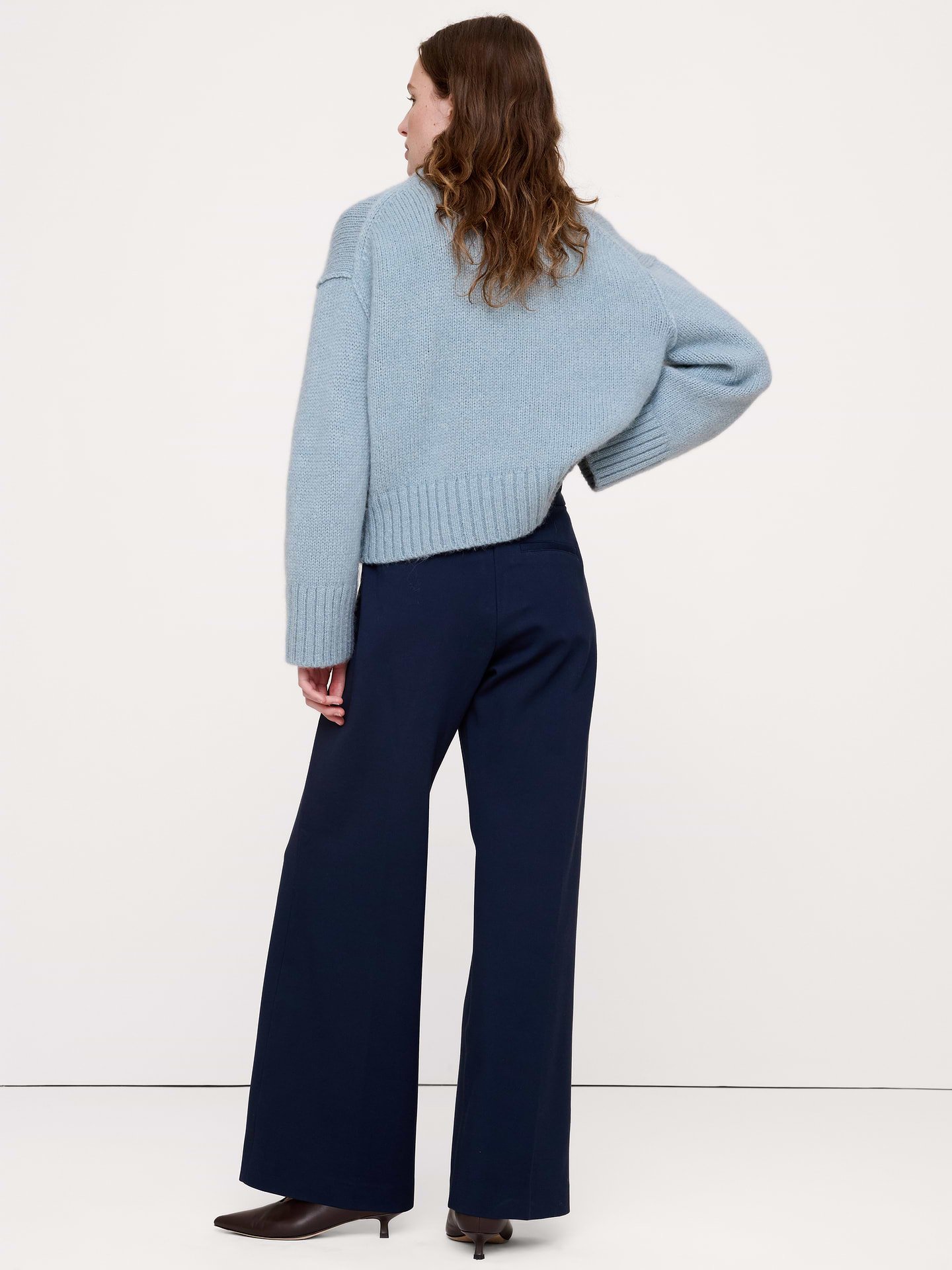 Image 2 of 8, High-Rise Wide-Leg Drapey Ponte Pull-On Pant