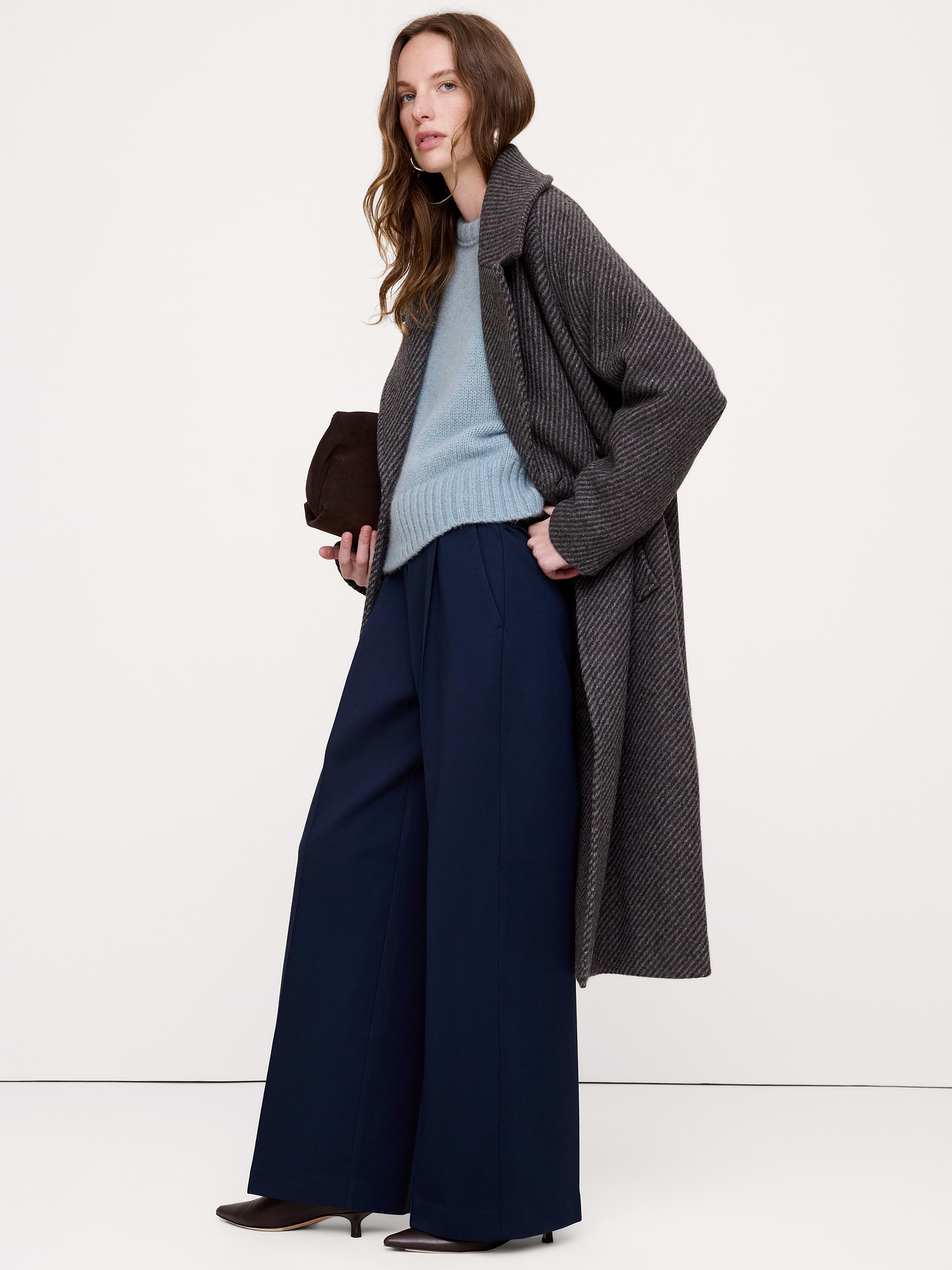 Image 3 of 8, High-Rise Wide-Leg Drapey Ponte Pull-On Pant
