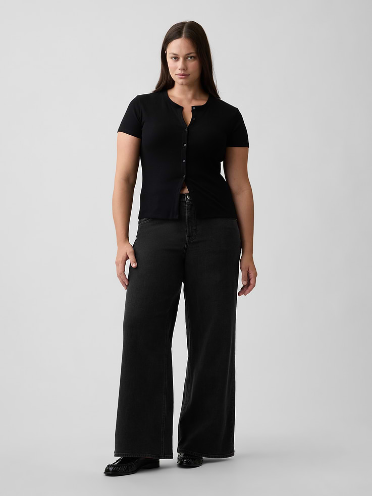 Image 5 of 7, Mid Rise Wide-Leg Jeans