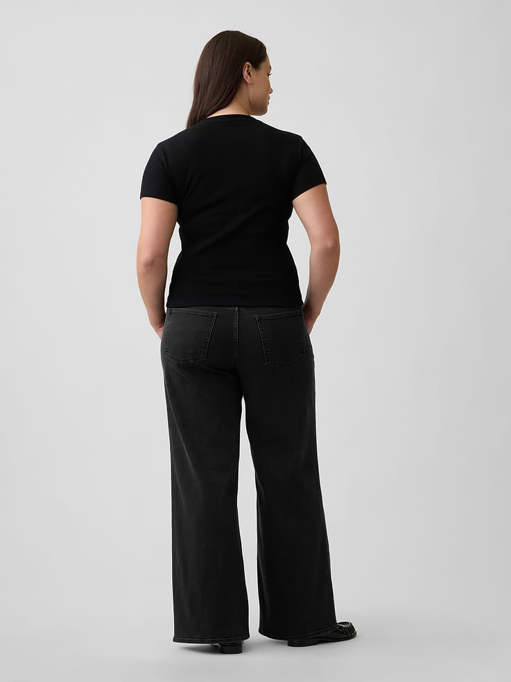 Image 6 of 7, Mid Rise Wide-Leg Jeans