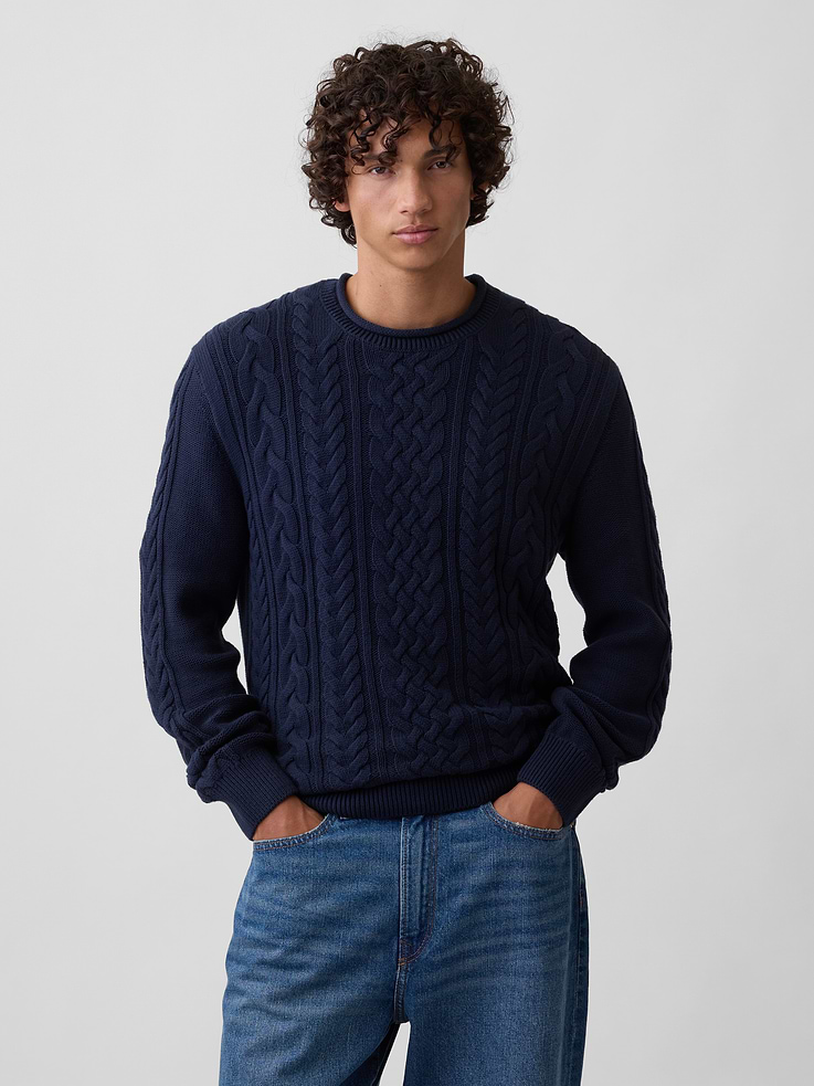 Image 1 of 5, Soft cotton knit., Dropped shoulder, long sleeves with ribbed cuffs., Ribbed crewneck., Ribbed hem., This product was made in a factory that invests in gender equity and women’s empowerment through RISE. Learn more at, Product #1177042