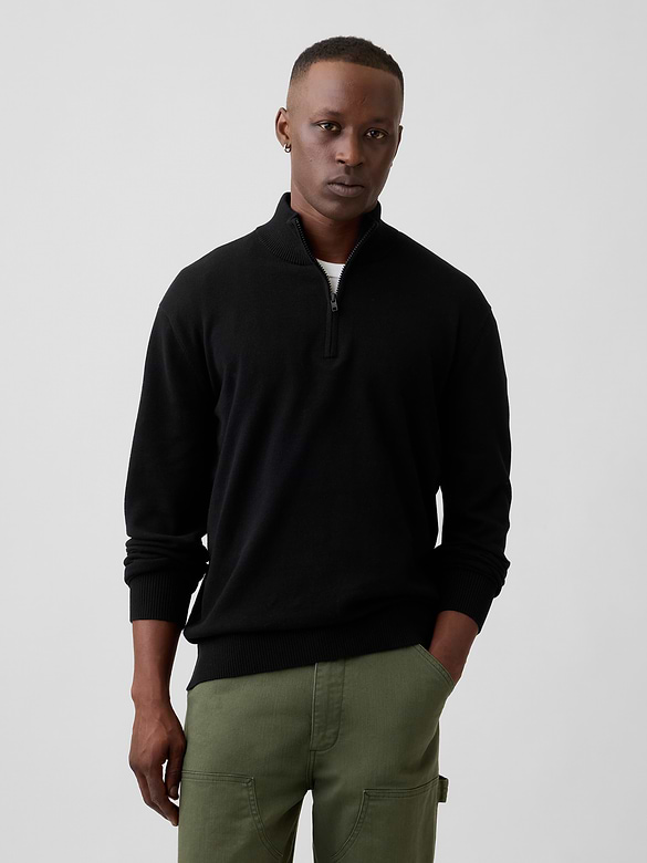 Relaxed Mockneck Quarter-Zip Sweater