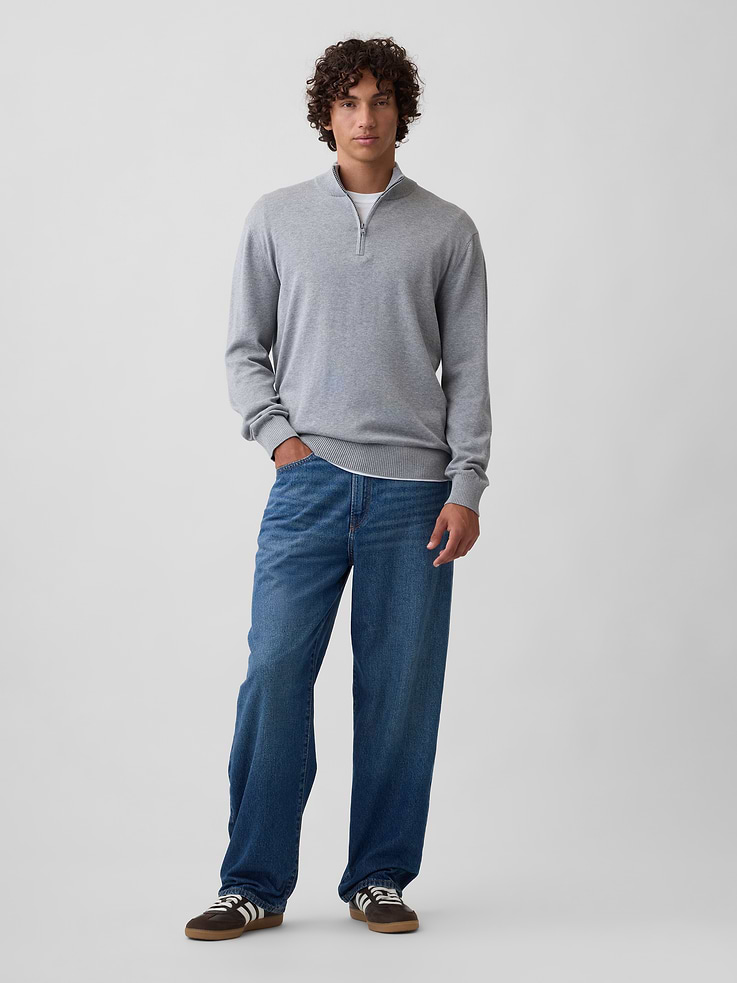 Image 3 of 5, Relaxed Mockneck Quarter-Zip Sweater