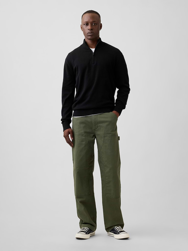 Image 3 of 5, Relaxed Mockneck Quarter-Zip Sweater