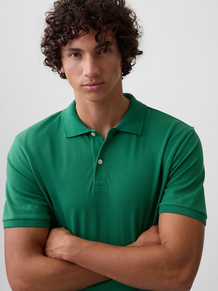 Image 4 of 5, Stretch Pique Polo Shirt