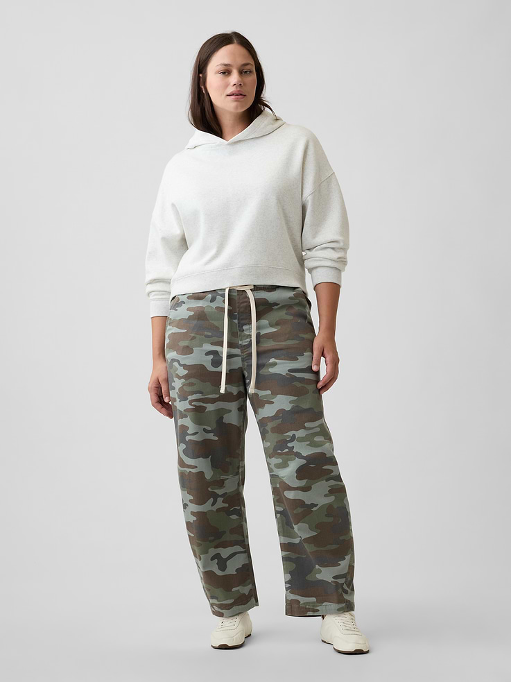 Image 5 of 7, Mid Rise Pull-On Camo Barrel Jeans