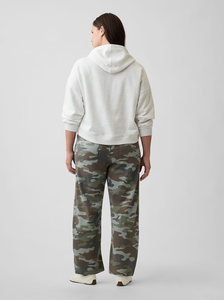Image 6 of 7, Mid Rise Pull-On Camo Barrel Jeans