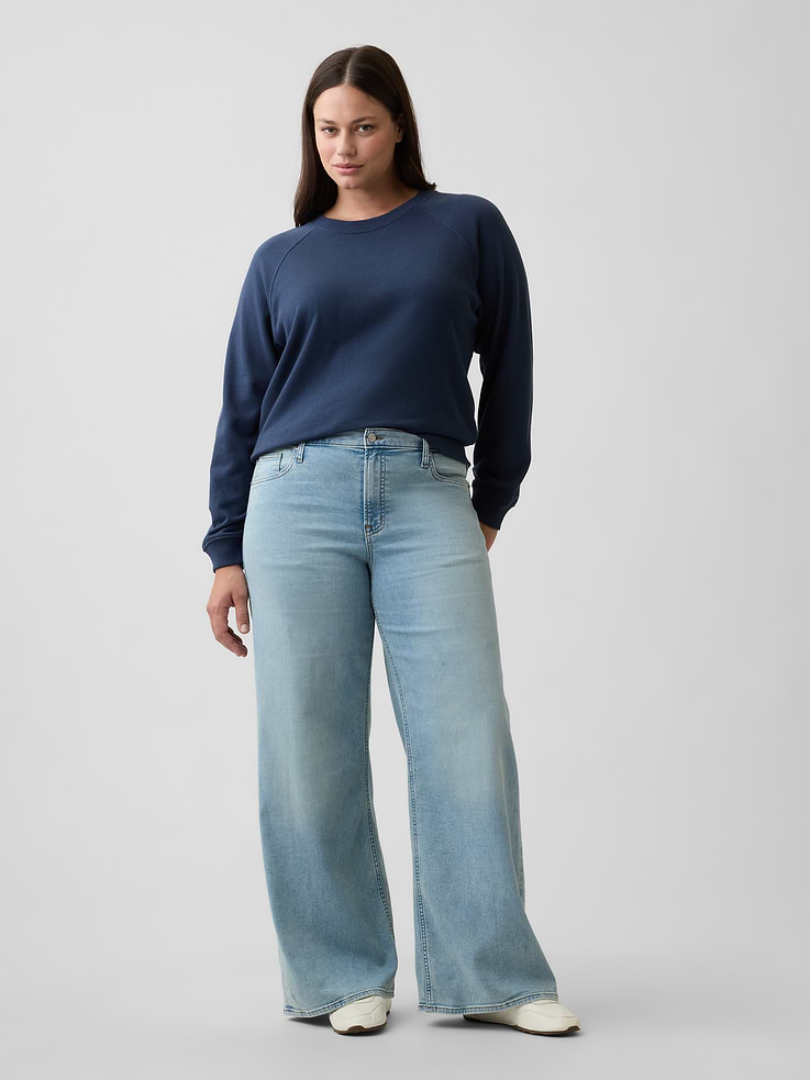 Image 5 of 7, Mid Rise Wide-Leg Sweatpant Jeans