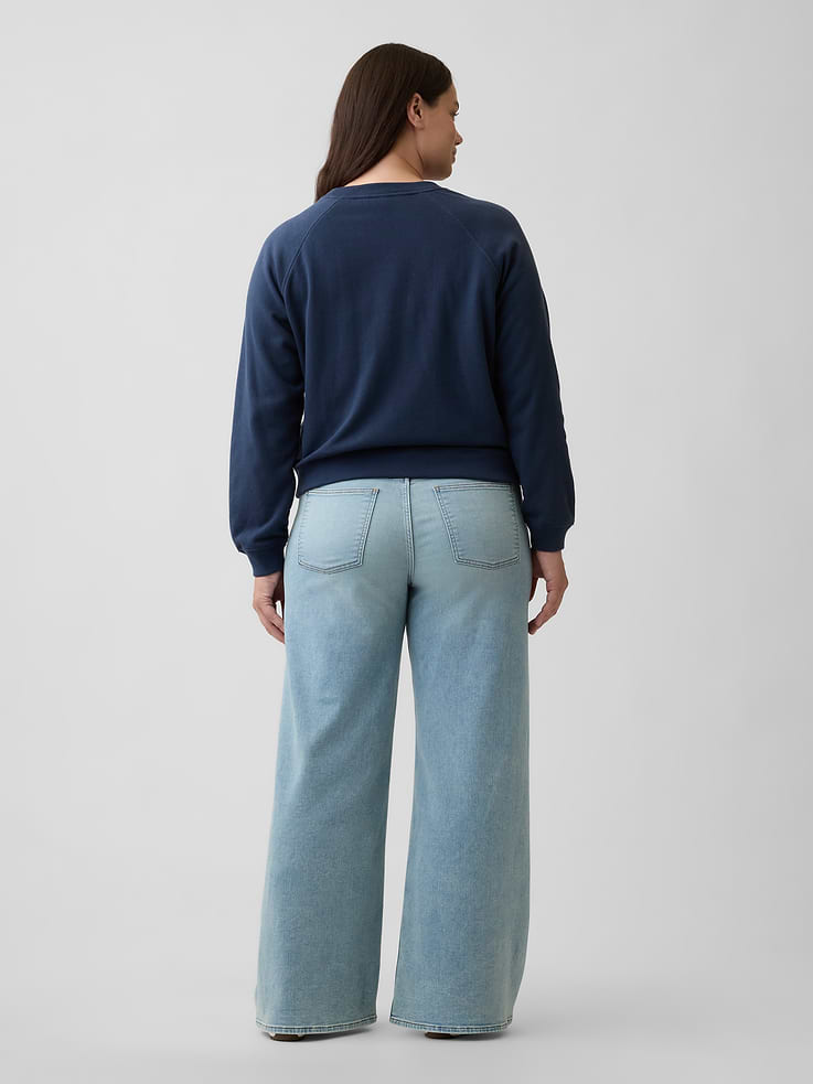 Image 6 of 7, Mid Rise Wide-Leg Sweatpant Jeans