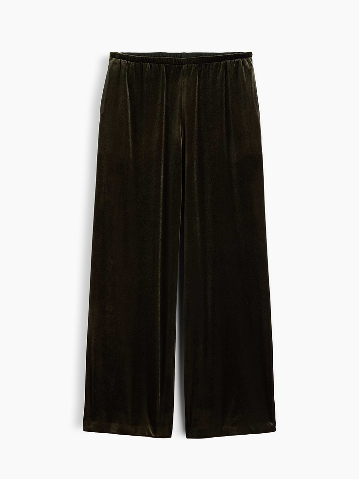 Image 7 of 7, Recycled Velour Pull-On Wide-Leg Pants