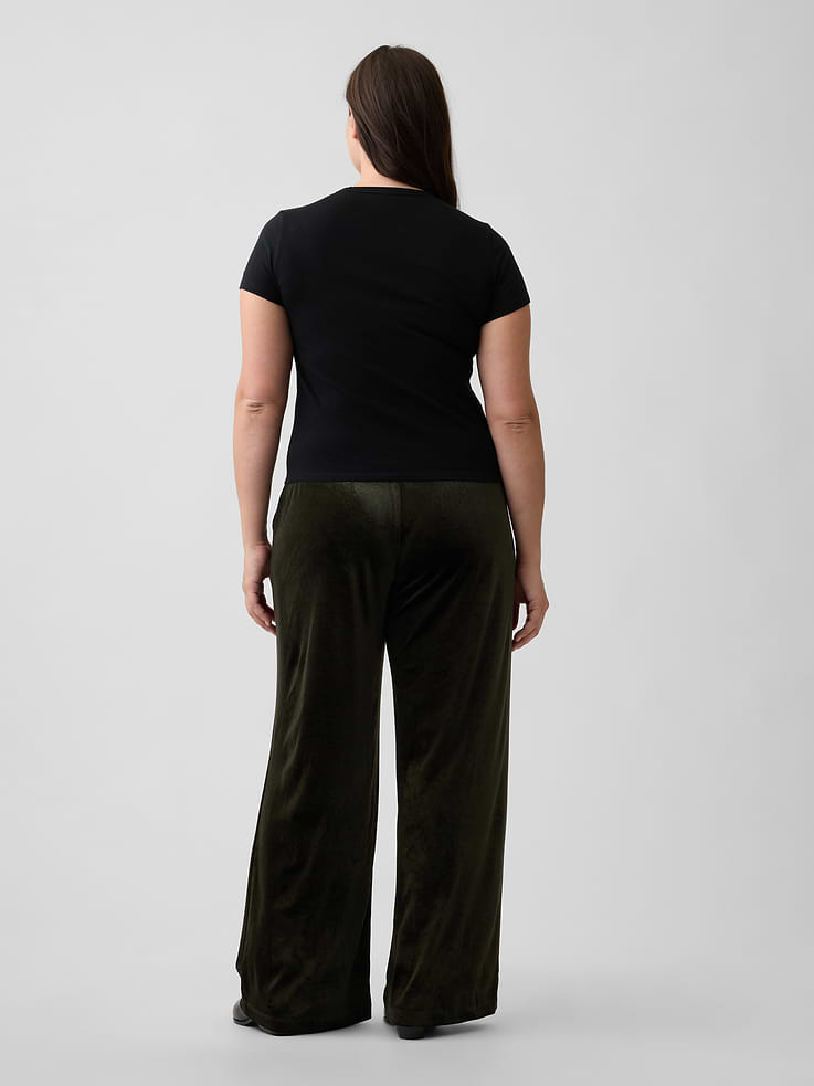 Image 6 of 7, Recycled Velour Pull-On Wide-Leg Pants