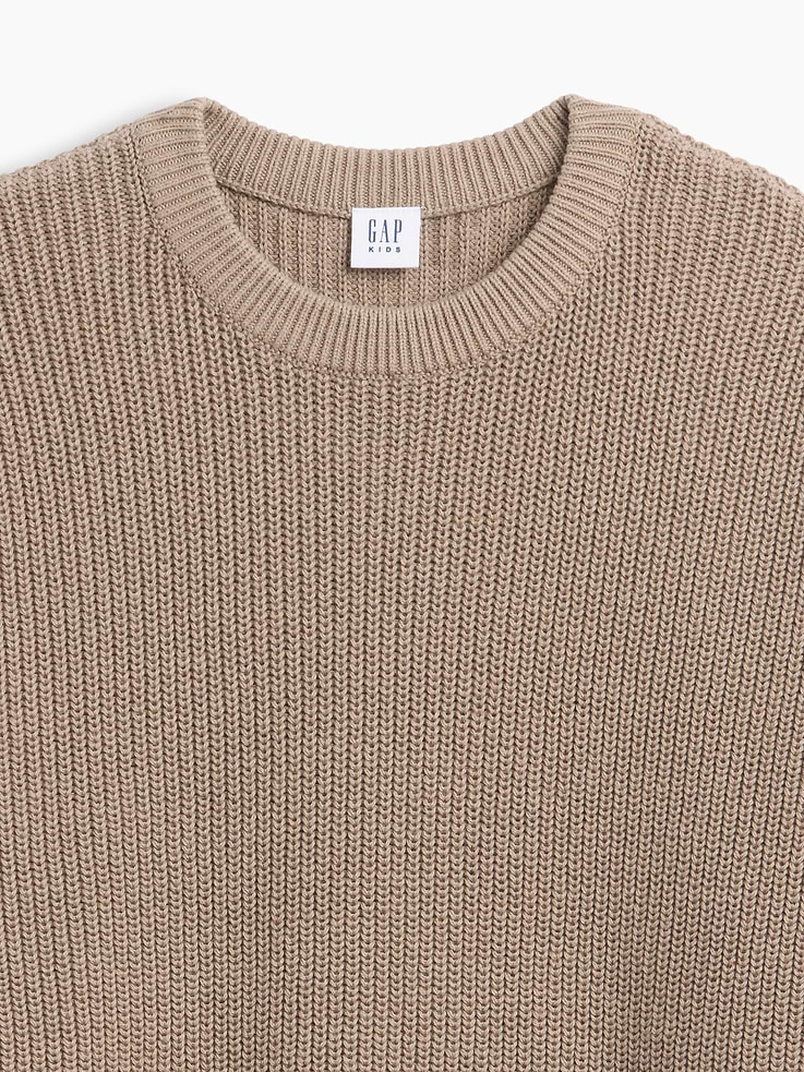 Image 3 of 4, Kids Relaxed Textured Crewneck Sweater