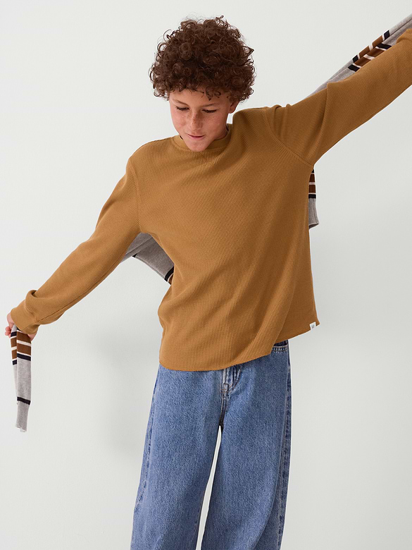 Kids Waffle-Knit Crewneck T-Shirt
