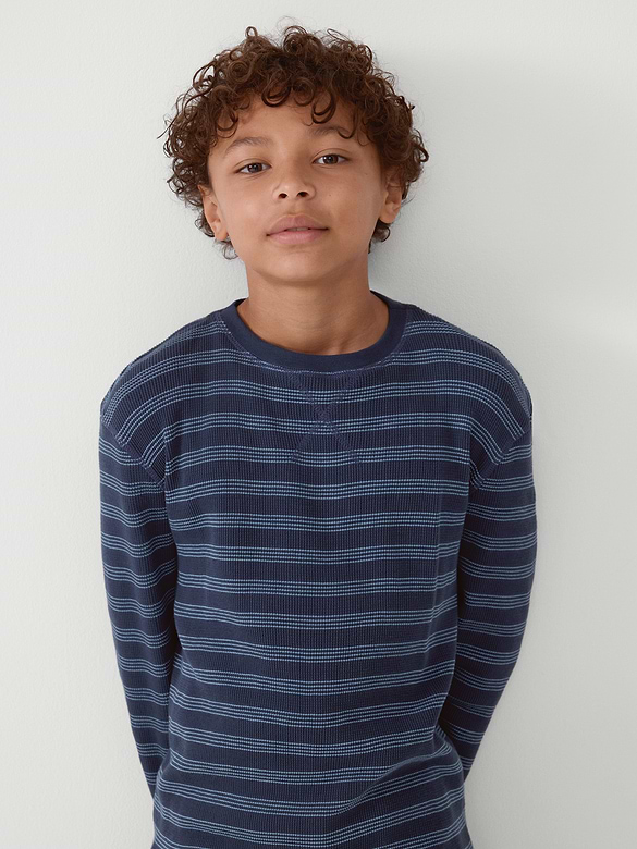 Kids Waffle-Knit Crewneck T-Shirt