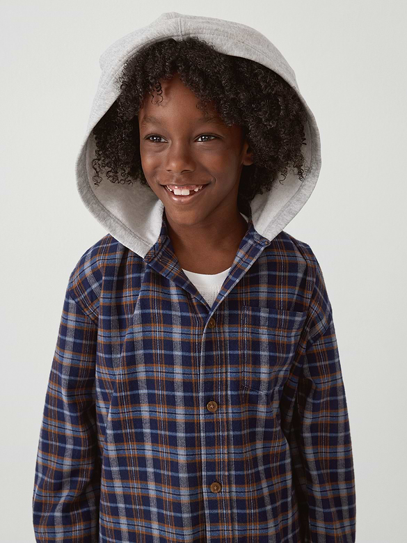 Kids Hooded Flannel Shirt