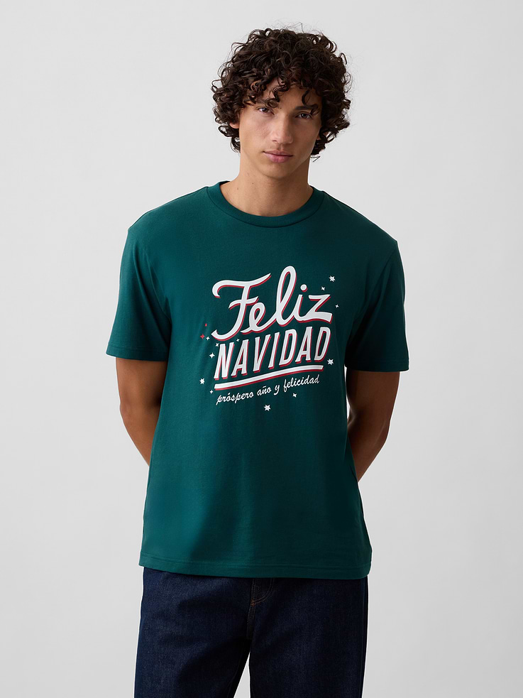 Image 1 of 5, Soft jersey knit., Dropped shoulder, short sleeves., Crewneck., Graphic at front., Product #1190434
