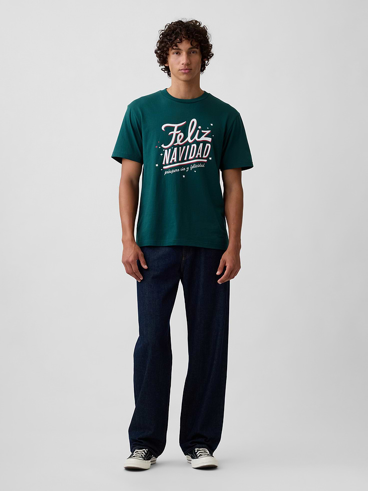 Image 3 of 5, Everyday Soft Relaxed Feliz Navidad Graphic T-Shirt