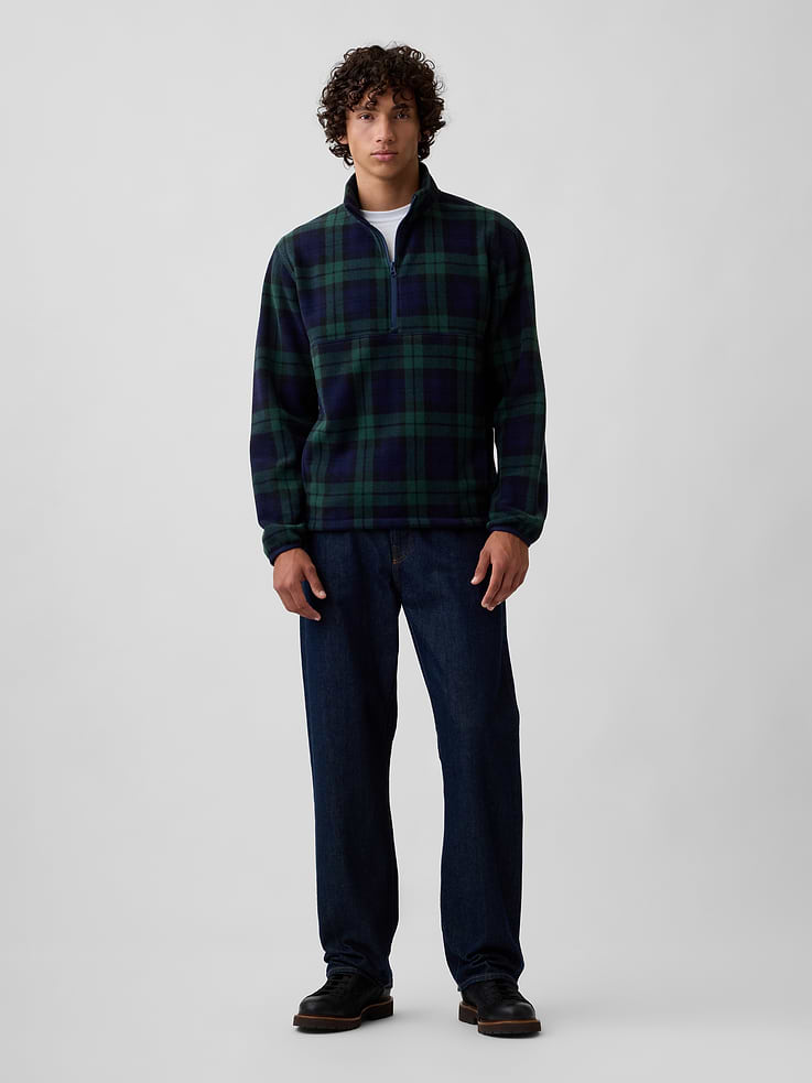 Image 3 of 4, Relaxed Microfleece Half-Zip Sweatshirt