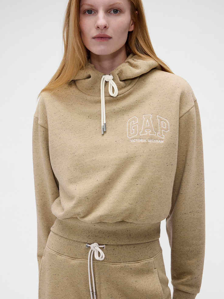 Image 4 of 7, Gap × Victoria Beckham Heavyweight Logo Crop Hoodie
