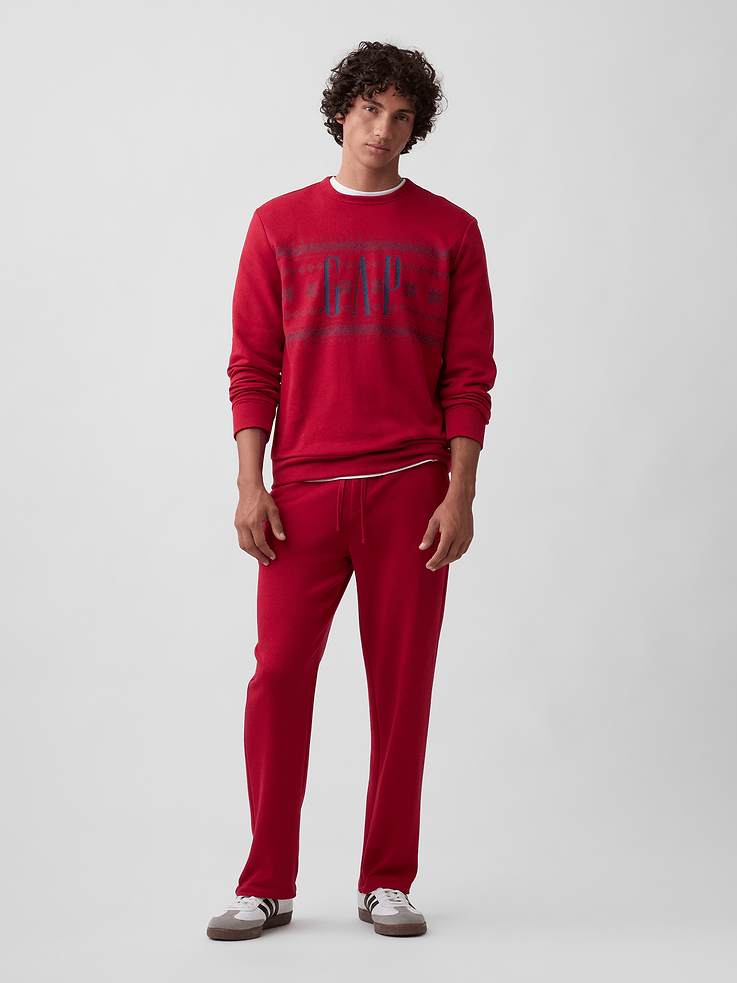 Image 1 of 4, Soft, comfy fleece., Drawcord ties at elasticized waistband., Front slant pockets., Gap logo at leg., This product was made in a factory that invests in gender equity and women’s empowerment through RISE. Learn more at, Product #672980