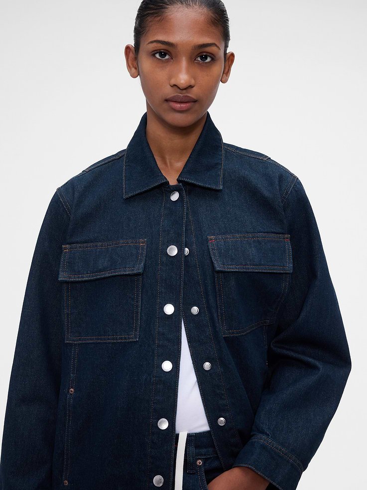 Image 5 of 9, Gap × Victoria Beckham Denim Shirt Jacket, Cardmember Early Access