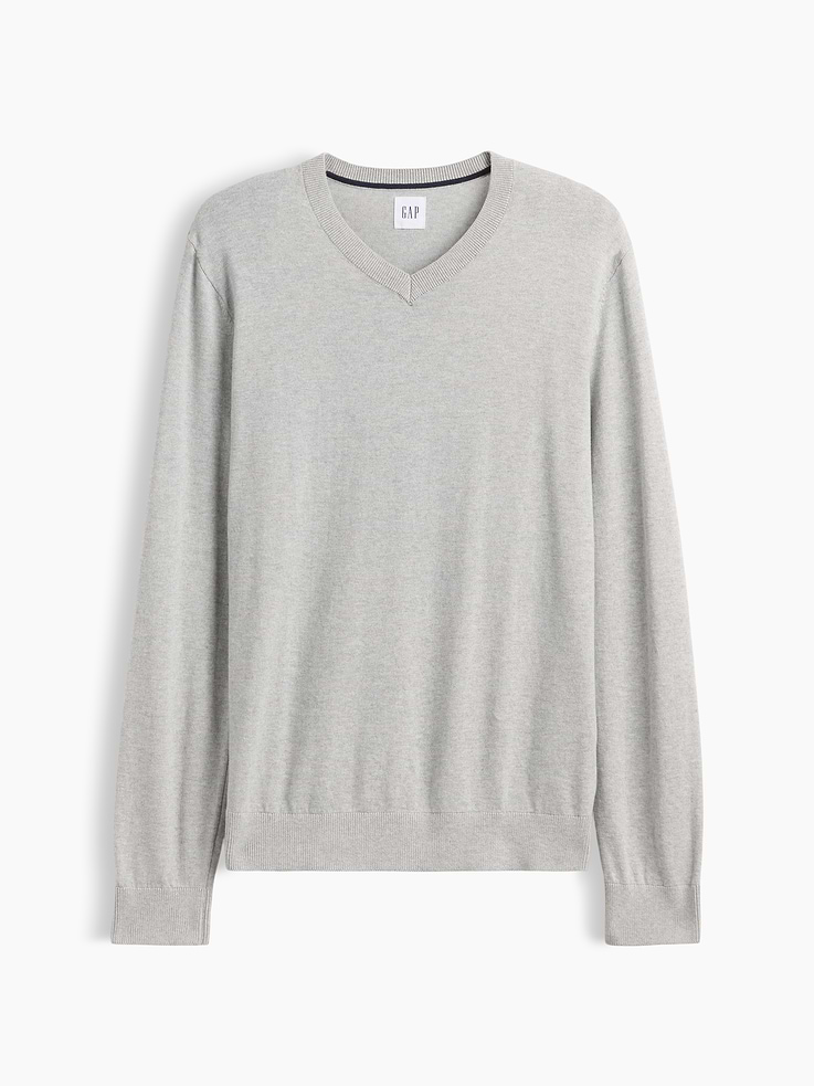 Image 5 of 5, 100% Cotton Cotton V-Neck Sweater