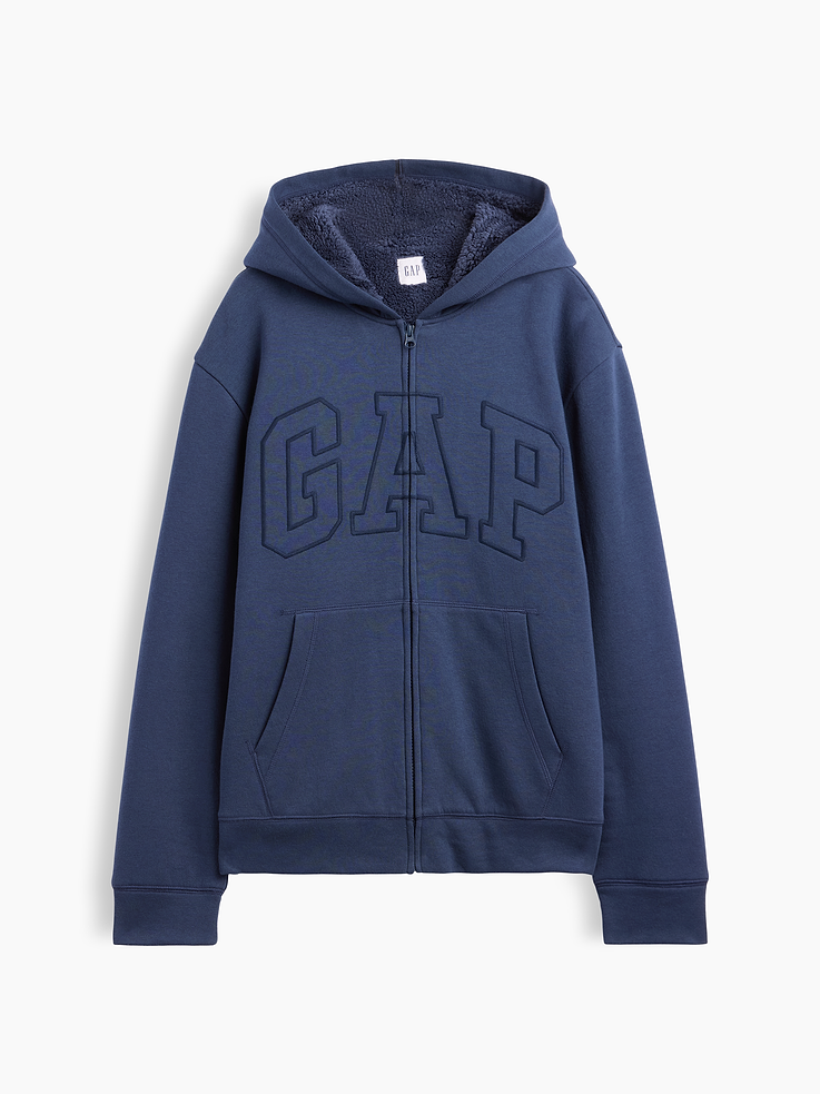 Image 4 of 4, Relaxed Gap Logo Sherpa-Lined Zip Hoodie