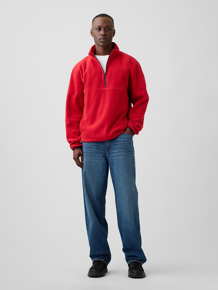 Image 3 of 4, Relaxed Microfleece Half-Zip Sweatshirt