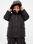 Image 1 of 3, built-in hood, standing collar, long sleeves, elasticized cuffs, hidden full-length zipper, full length adhesive secure close tabs, adhesive secure close flap pockets at hem, Product #908560