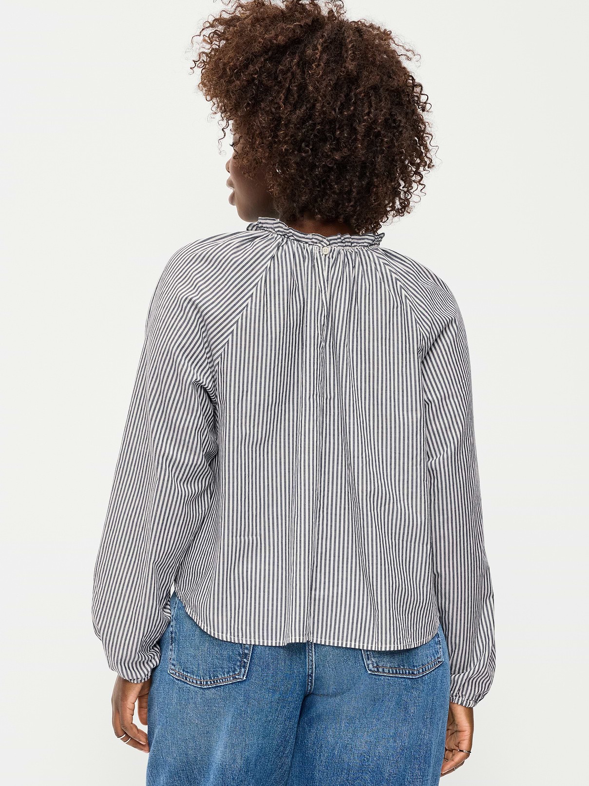 Image 3 of 4, Long-Sleeve Ruffle-Neck A-Line Top, New