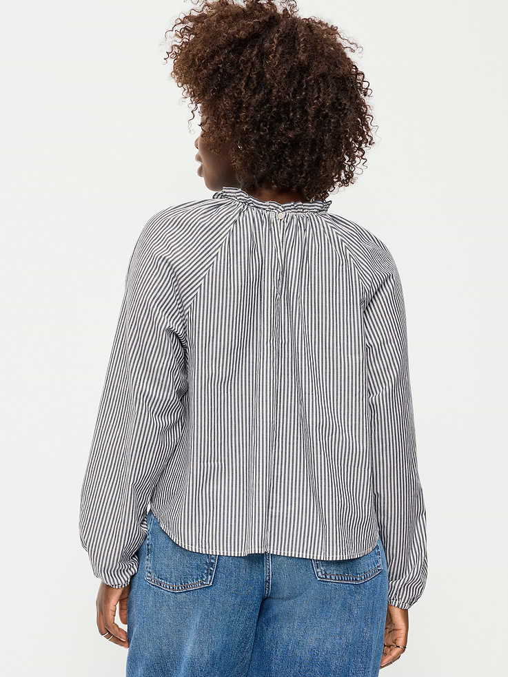 Image 3 of 6, Long-Sleeve Ruffle-Neck A-Line Top