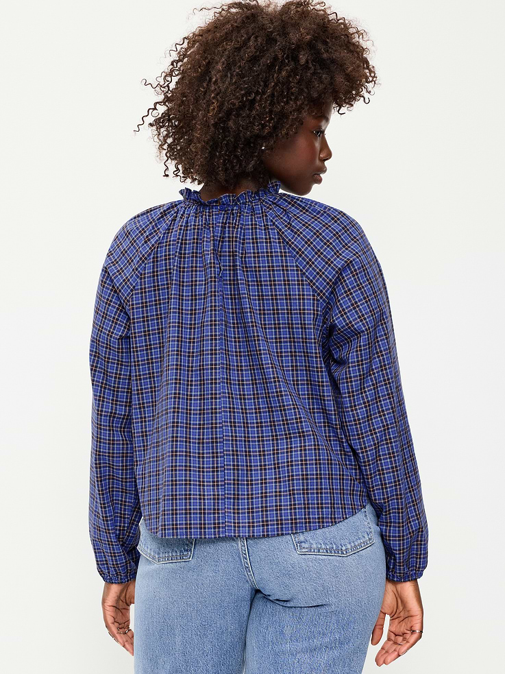 Image 3 of 6, Long-Sleeve Ruffle-Neck A-Line Top