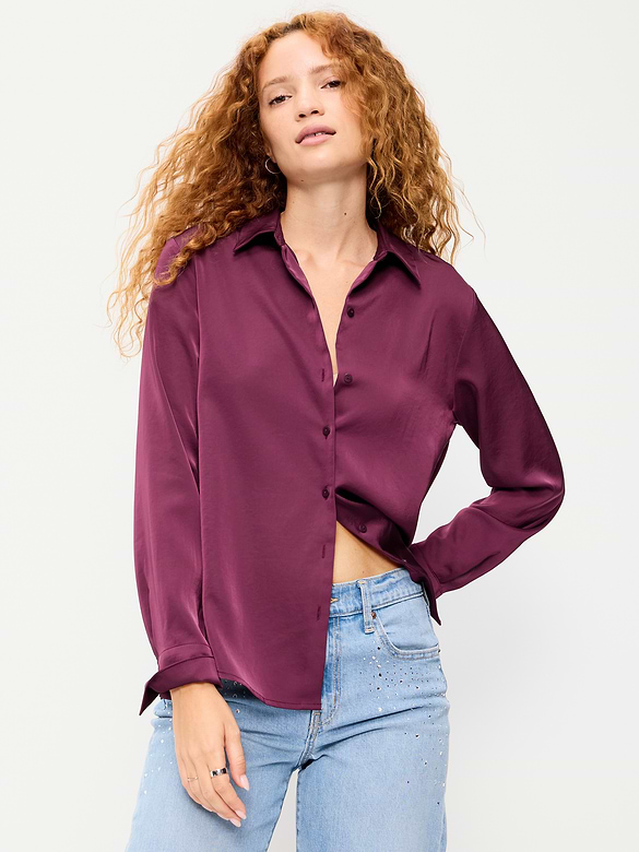 Satin Button-Down Shirt
