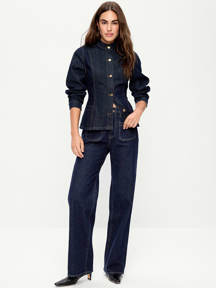 Image 1 of 11, Snatched waist with a streamlined leg and a classic silhouette., extra high waisted, zip fly, wide leg, front patch pockets, Product #1181918
