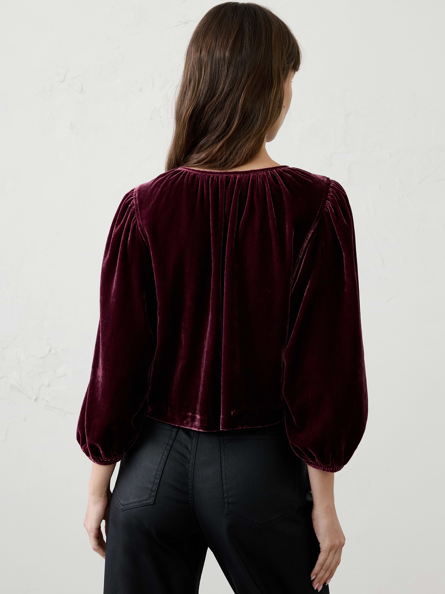 Image 2 of 4, Velvet Tie-Front Top