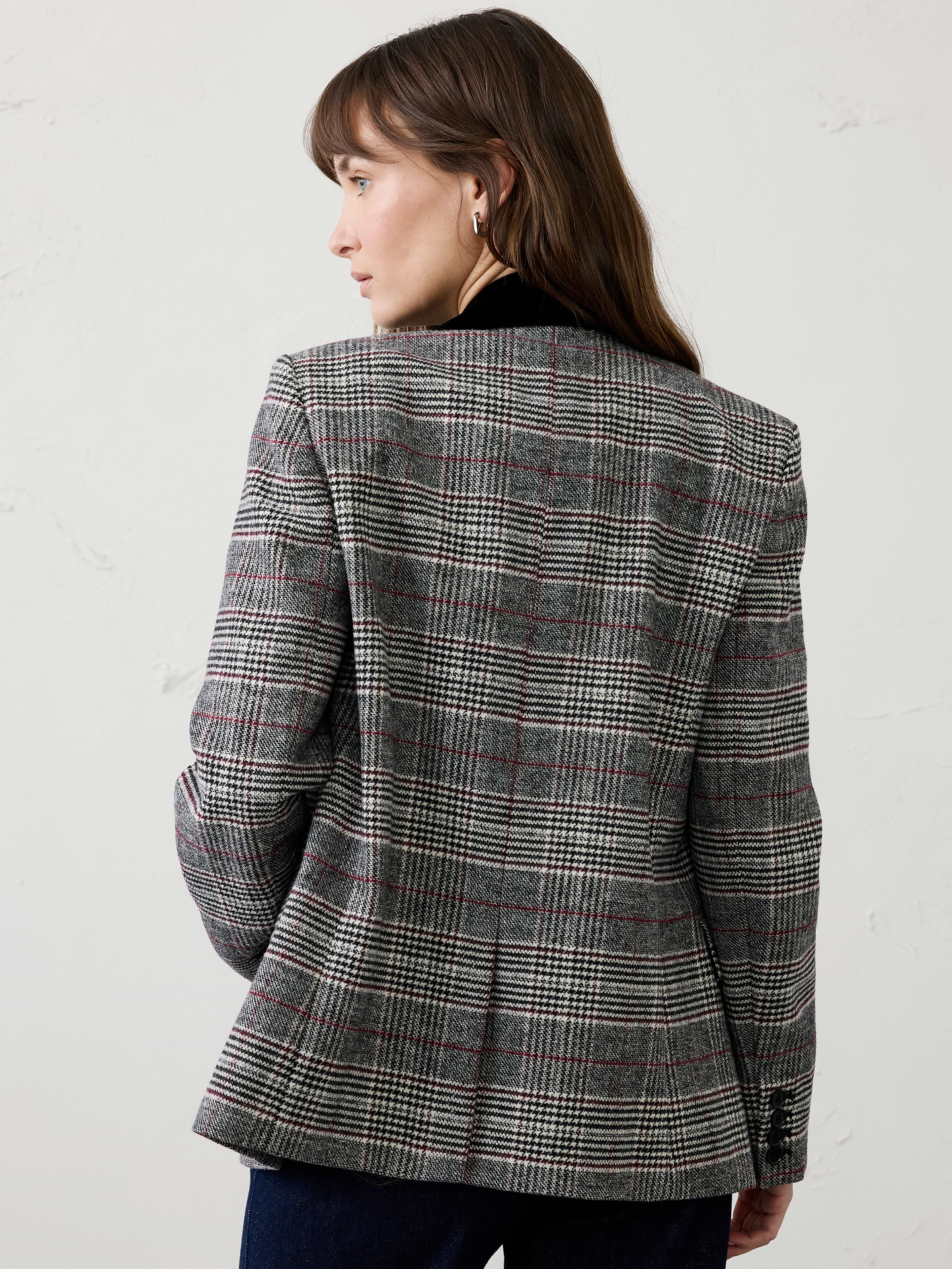 Image 2 of 5, Velvet Plaid Blazer