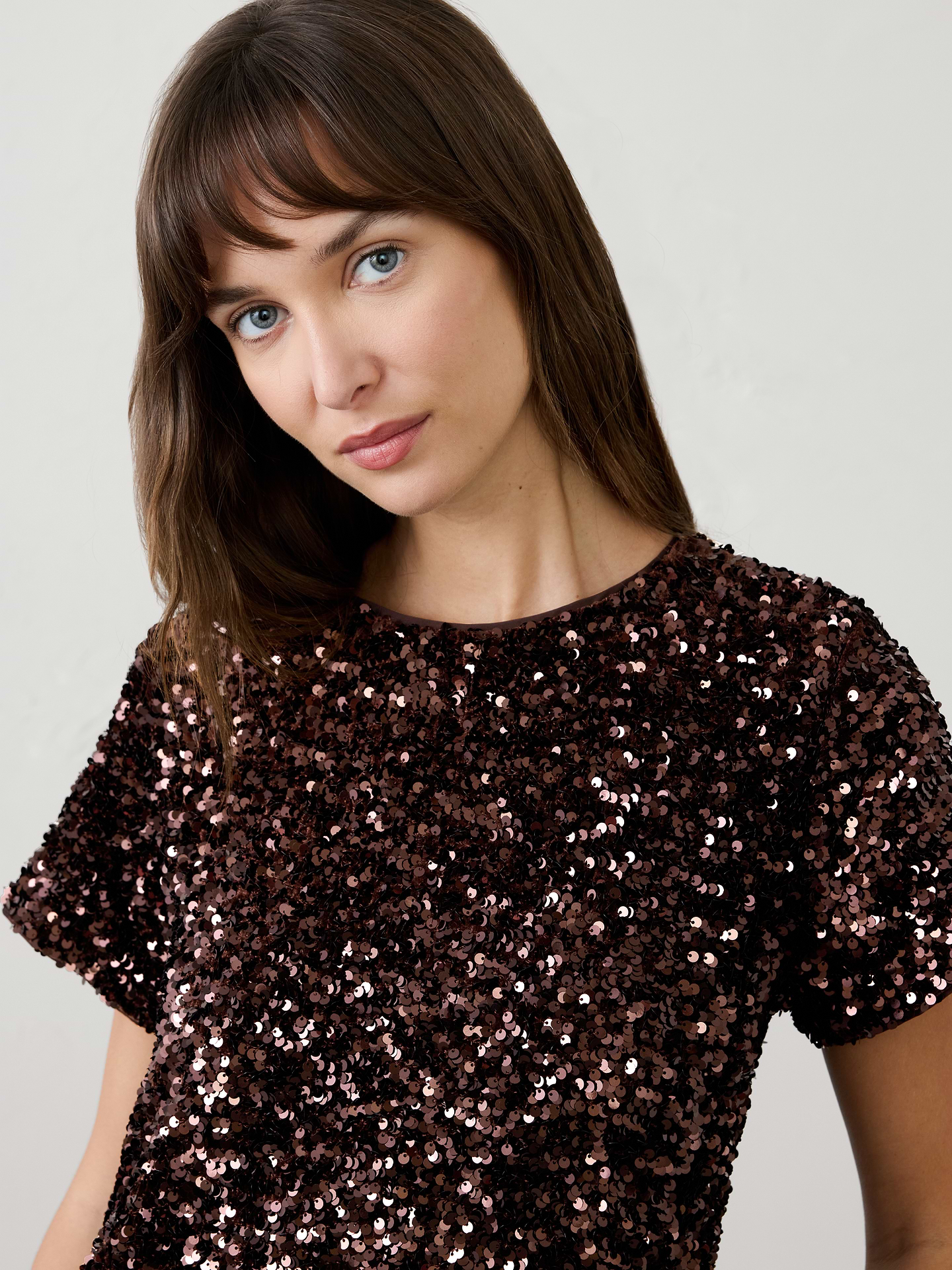 Image 3 of 4, Sequin Above-Knee T-Shirt Dress