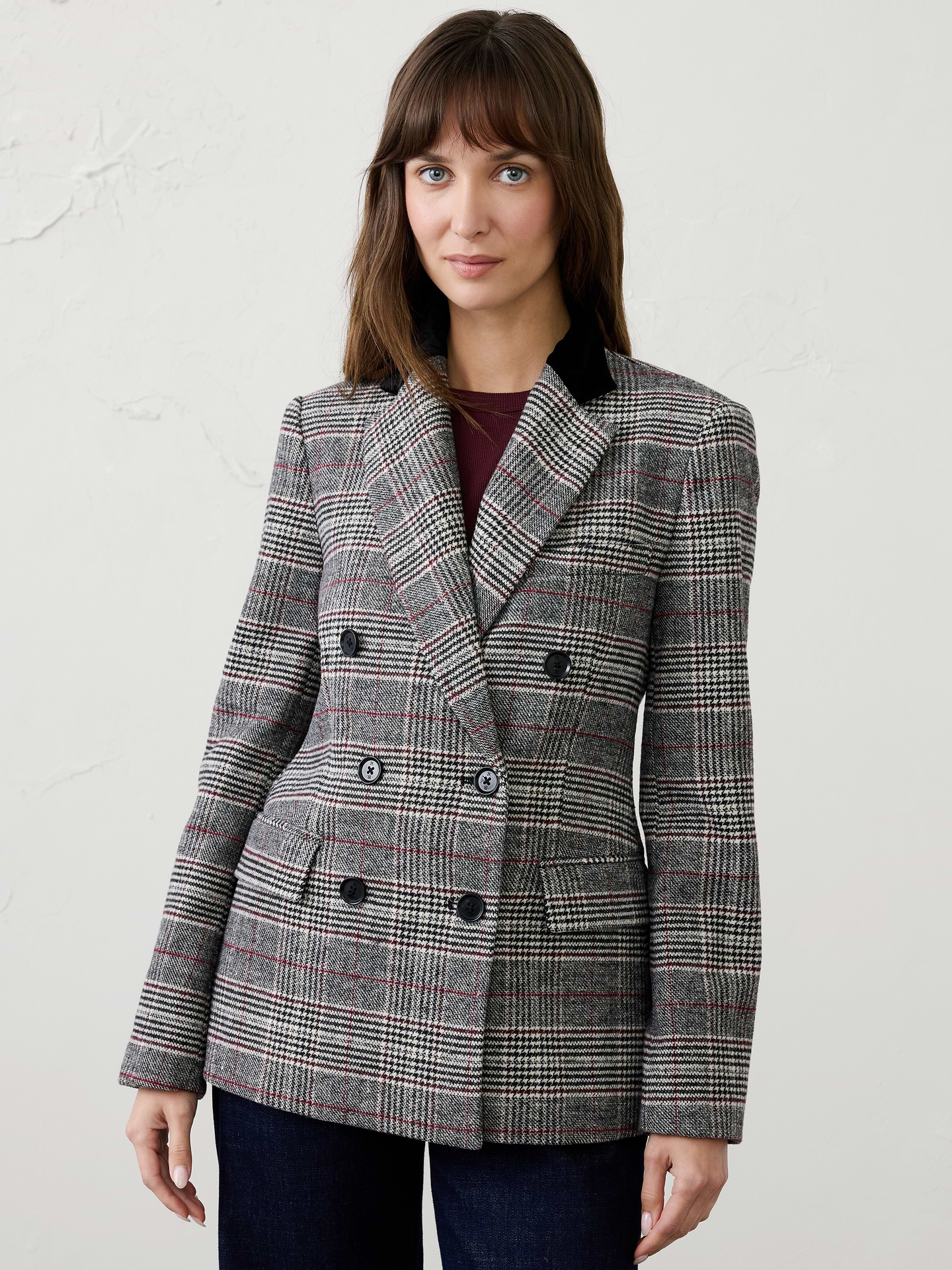Image 3 of 5, Velvet Plaid Blazer