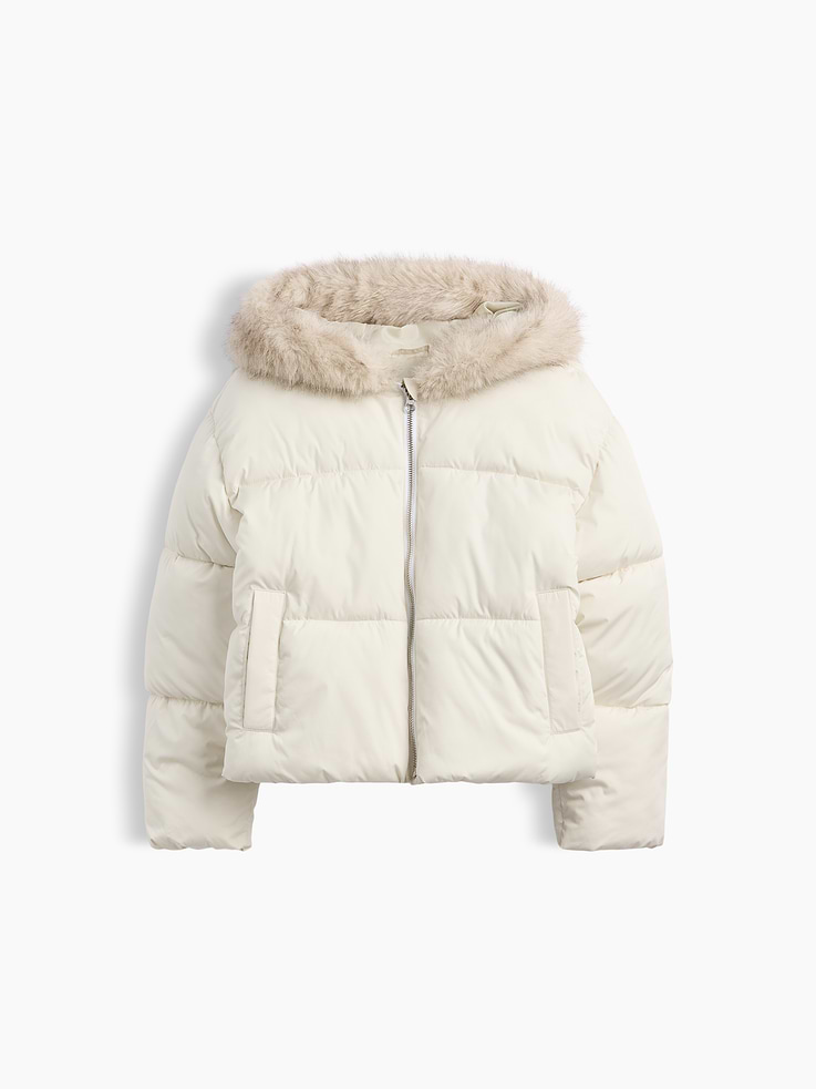 Image 2 de 6, Veste rembourrée à capuchon en similifourrure pour Enfant