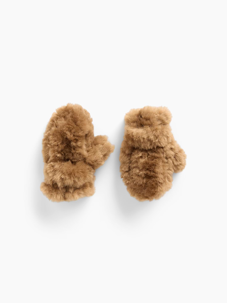 Image 1 of 2, Soft sherpa mittens., Made with 100% recycled polyester. Compared to virgin materials, using recycled materials helps reduce resource use and waste., Product #1185854