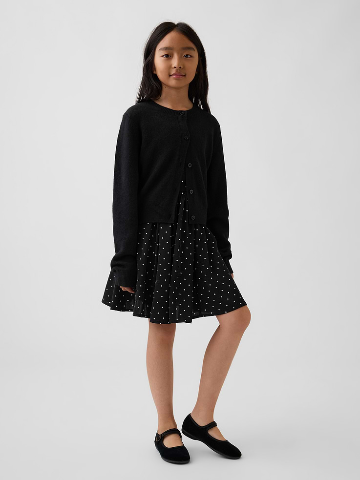Image 4 de 5, Robe-camisole en satin à pois pour Enfant