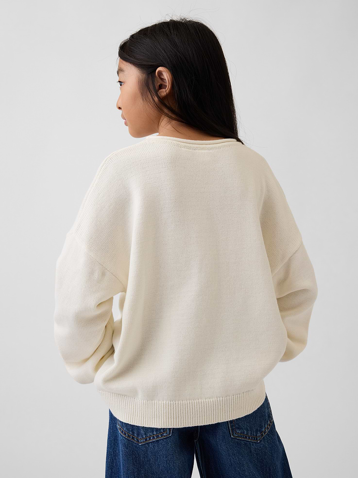 Image 3 of 5, Kids 100% Cotton Oversized Rollneck Sweater