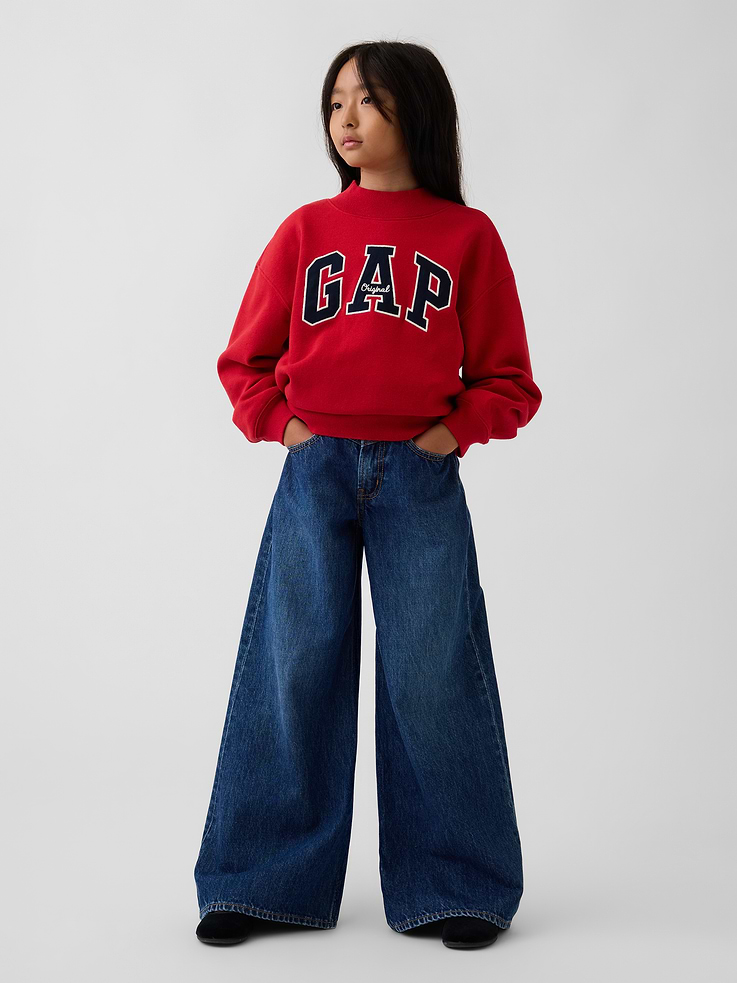 Image 2 of 5, Kids VintageSoft Oversized Mockneck Logo Sweatshirt