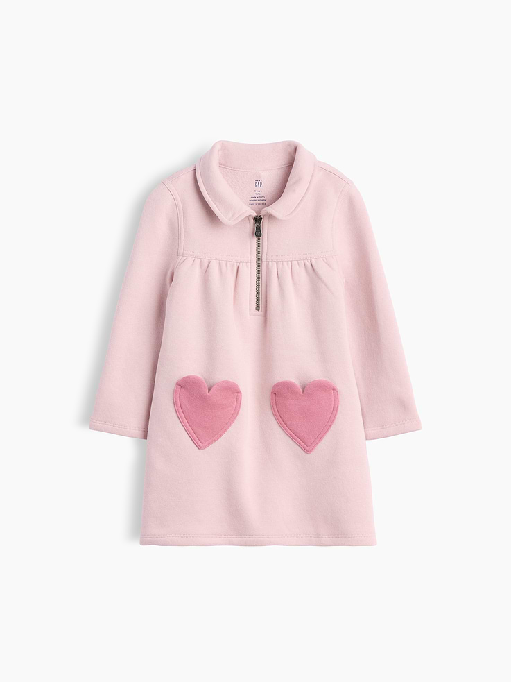 Image 2 de 3, Robe-chandail en coton ouaté à poche en forme de cœur pour Bébé et Toute-petite