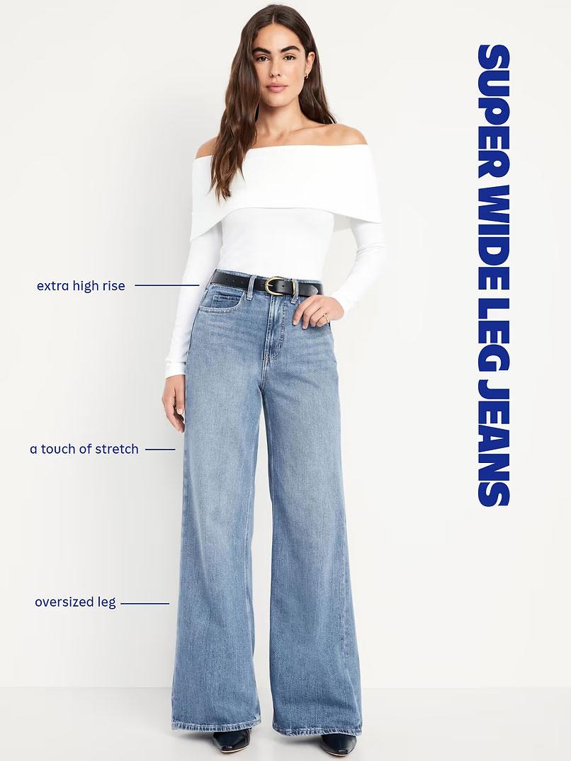 Image 5 of 10, Extra High-Waisted Super Wide-Leg Jeans